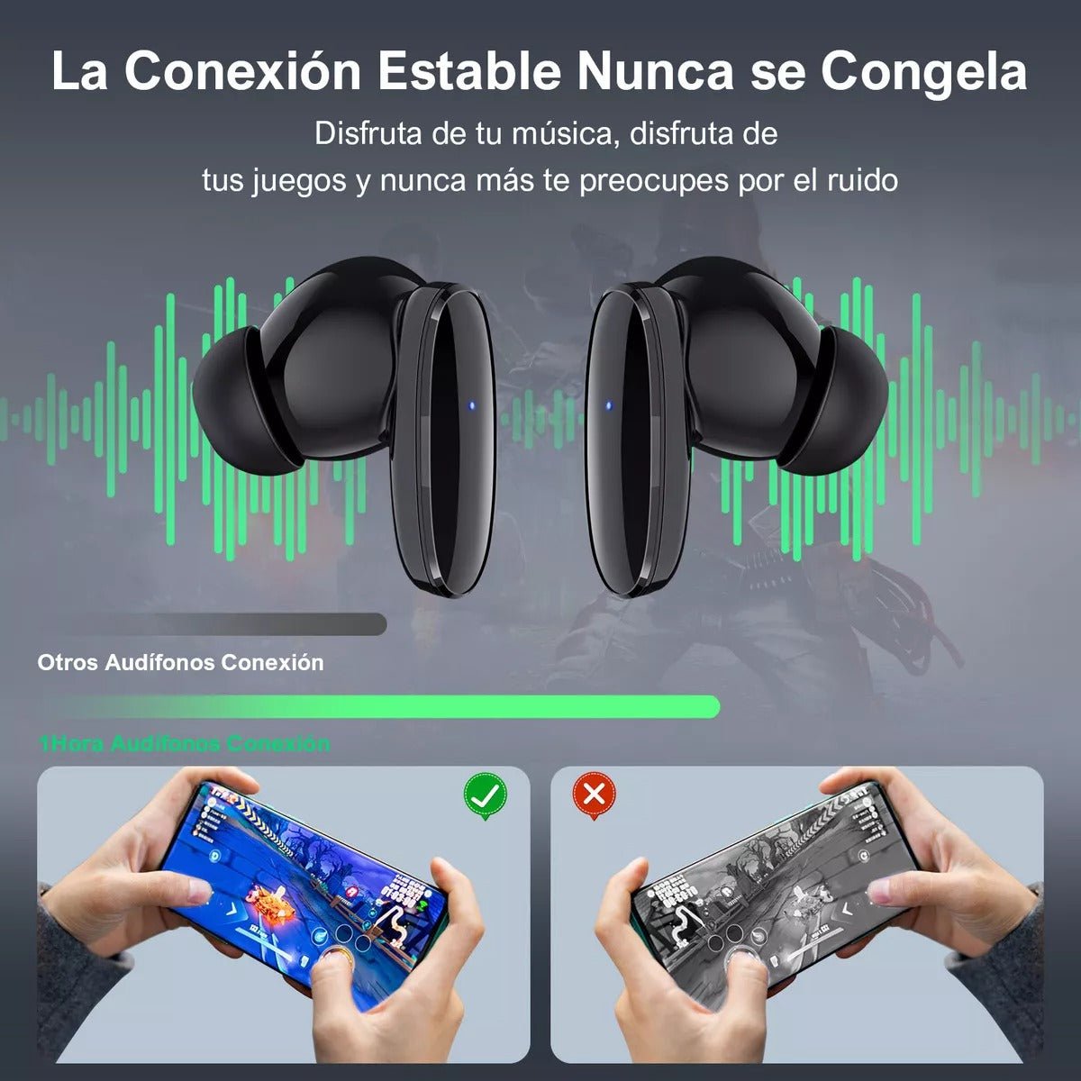 1Hora AUT205 Negro Auriculares Inalambricos Bluetooth 5.3 con Microfono - Orro Home Mexico