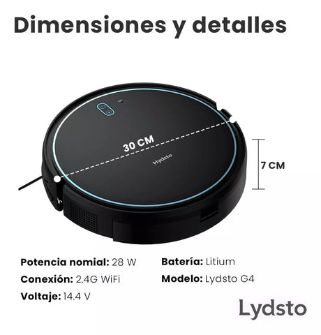 Lydsto Robot Aspiradora Inteligente G4 Negro - Orro Home Mexico