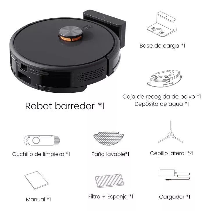 Robot Aspiradora Inteligente Lydsto R5d Gran Poder Succión Negro - Orro Home Mexico